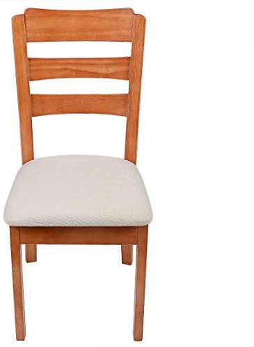 Smirly Stretch Spandex Jacquard Dining Room Chair Seat Covers, Removable Washable Anti-Dust Dinning Upholstered Chair Seat Cushion Slipcovers - Set of 4, Beige
