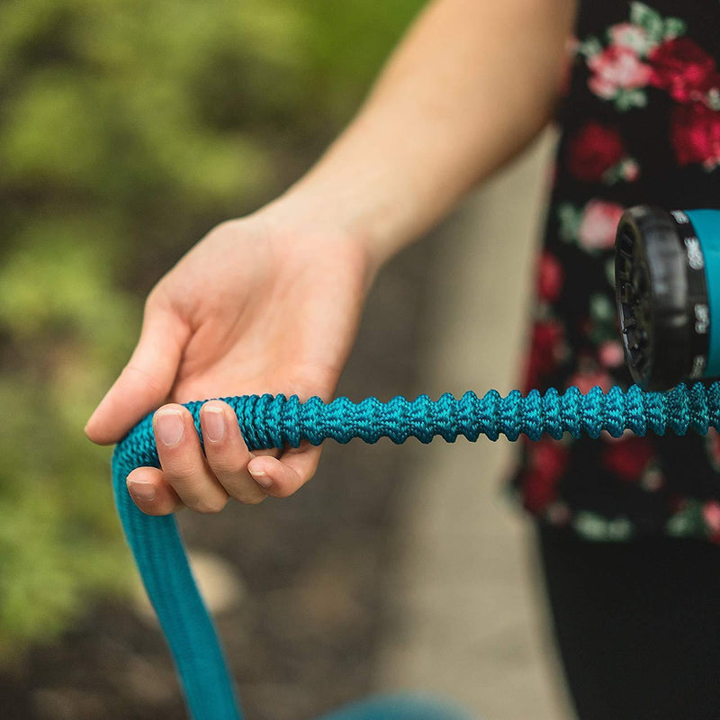 Expandable, Flexible and Retractable Garden Hose: 50 Foot Lightweight No Kink Hose with Solid Brass Fittings and 8-Pattern High Pressure Spray Nozzle