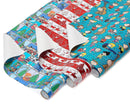 American Greetings Christmas Bulk Gift Wrapping Paper Set with Gridlines and Bows and Gift Tags; Red, Black and White, Plaid, Script, Reindeer and Snowflakes