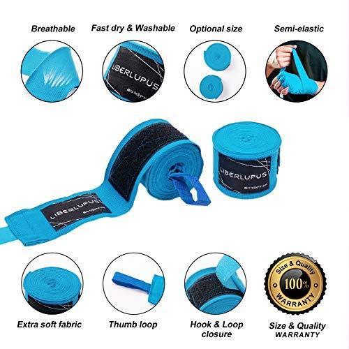 Liberlupus Boxing Hand Wraps for Men & Women, 120 & 180 Inches Wraps for Boxing Gloves, Handwraps with Hand & Wrist Support for Boxing Kickboxing Muay Thai MMA