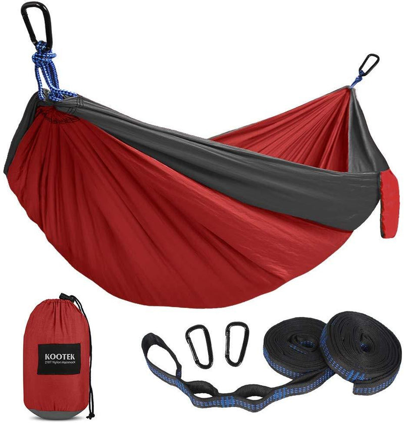 Kootek Camping Hammock Double & Single Portable Hammocks with 2 Tree Straps, Lightweight Nylon Parachute Hammocks for Backpacking, Travel, Beach, Backyard, Patio, Hiking