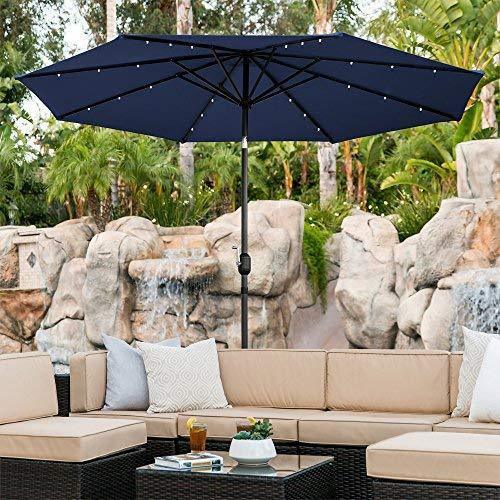 Best Choice Products 10-Foot Solar Powered Aluminum Polyester LED Lighted Patio Umbrella w/Tilt Adjustment and Fade-Resistant Fabric, Green