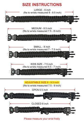 A2S Protection Paracord Bracelet K2-Peak – Survival Gear Kit with Embedded Compass, Fire Starter, Emergency Knife & Whistle EDC Hiking Gear- Camping Gear