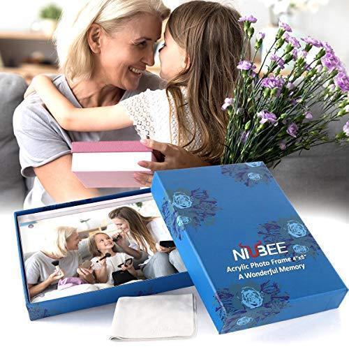 Acrylic Picture Frame 5x7", Double Sided Magnetic Photo Frames 20% Thicker Blcoks, Frameless Desktop Display Retail Gift Box Package (0.95inch, 5 Pack)