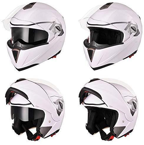 AHR Full Face Flip up Modular Motorcycle Helmet DOT Approved Dual Visor Motocross Blue M