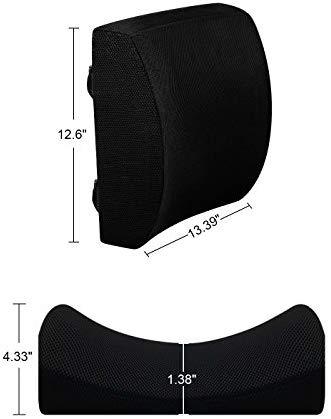 LoveHome Memory Foam Lumbar Support Back Cushion with 3D Mesh Cover Balanced Firmness Designed for Lower Back Pain Relief- Ideal Back Pillow for Computer/Office Chair, Car Seat, Recliner etc. - Black
