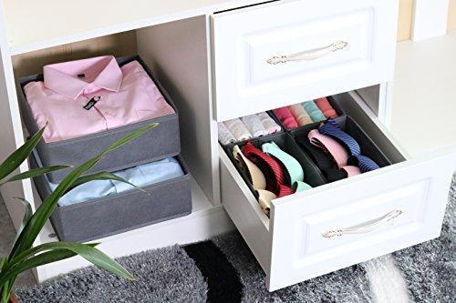 Homyfort Foldable Cloth Storage Box Closet Dresser Drawer Organizer Cube Basket Bins Containers Divider with Drawers for Underwear, Bras, Socks, Ties, Scarves, Set of 6, Grey