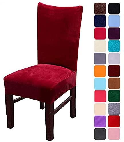 Smirly Velvet Stretch Dining Room Chair Covers Soft Removable Dining Chair Slipcovers Set of 2, Peacock Green