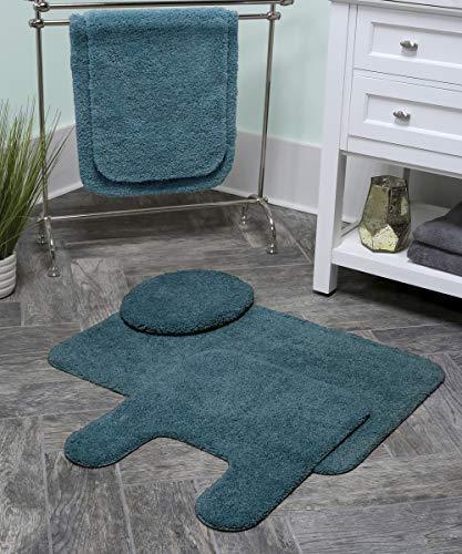 Maples Rugs Bathroom Colorsoft 20" x 21.5" Non Slip Washable Contour Toilet Rug [Made in USA] Soft & Quick Dry for Bath Floor Chocolate Nib