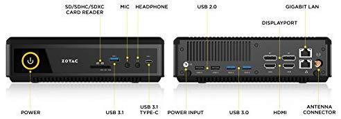 ZOTAC Magnus EC52070D Super Compact Mini PC GeForce RTX 2070, Intel Core i5-8400T 6-core Processor, Killer Networking, 8GB DDR4/128GB SSD/1TB HDD Windows 10 Home 64-bit System, ZBOX-EC52070D-U-W2B