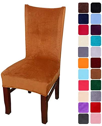 Smirly Velvet Stretch Dining Room Chair Covers Soft Removable Dining Chair Slipcovers Set of 2, Peacock Green