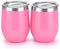 12 oz Double-Insulated Stemless Glass, Stainless Steel Tumbler Cup with Lids for Wine, Coffee, Drinks, Champagne, Cocktails, 2 Sets (Black)