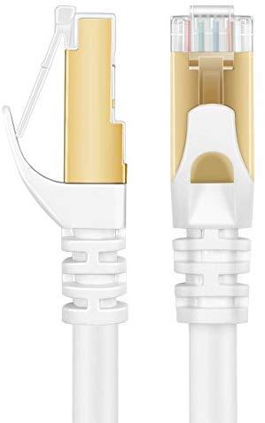 TNP Cat6 Ethernet Patch Cable (10 Feet) - Professional Gold Plated Snagless RJ45 Connector Computer Networking LAN Wire Cord Plug Premium Shielded Twisted Pair (White)