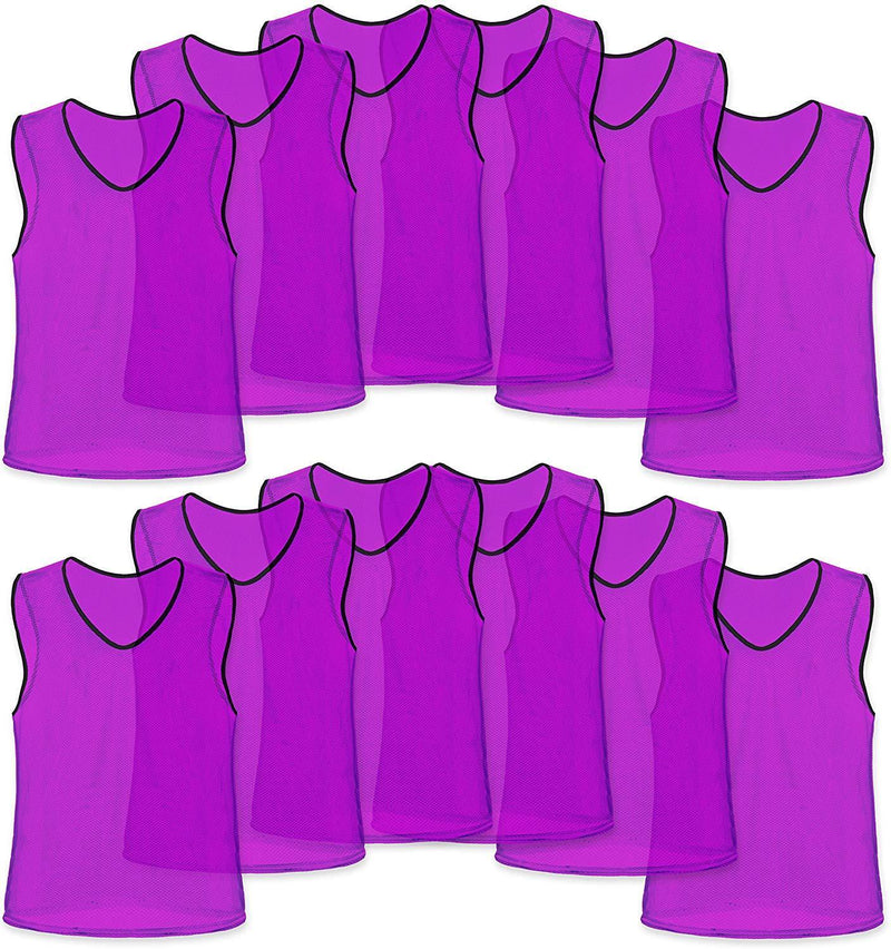 Unlimited Potential Nylon Mesh Scrimmage Team Practice Vests Pinnies Jerseys Bibs for Children Youth Sports Basketball, Soccer, Football, Volleyball (Pack of 12)