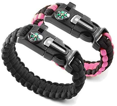 X-Plore Gear Emergency Paracord Bracelets | Set of 2| The Ultimate Tactical Survival Gear| Flint Fire Starter, Whistle, Compass & Scraper | Best Wilderness Survival-Kit for Camping/Fishing & More