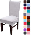 Smirly Velvet Stretch Dining Room Chair Covers Soft Removable Dining Chair Slipcovers Set of 2, Peacock Green