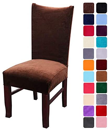 Smirly Velvet Stretch Dining Room Chair Covers Soft Removable Dining Chair Slipcovers Set of 2, Peacock Green
