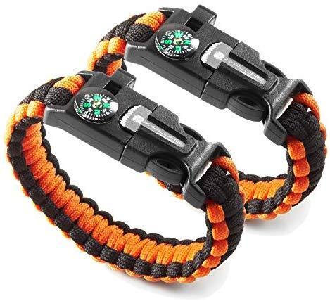 X-Plore Gear Emergency Paracord Bracelets | Set of 2| The Ultimate Tactical Survival Gear| Flint Fire Starter, Whistle, Compass & Scraper | Best Wilderness Survival-Kit for Camping/Fishing & More