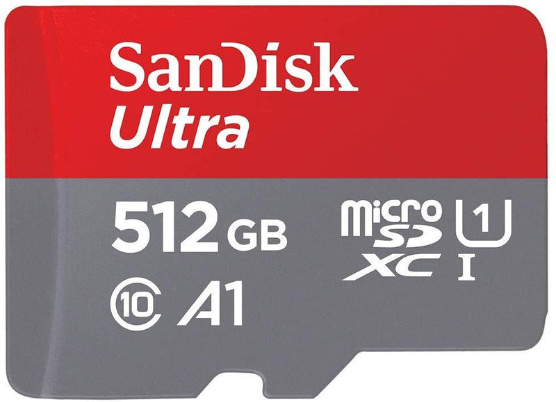 SanDisk 512GB Ultra MicroSDXC UHS-I Memory Card with Adapter - 100MB/s, C10, U1, Full HD, A1, Micro SD Card -  SDSQUAR-512G-GN6MA