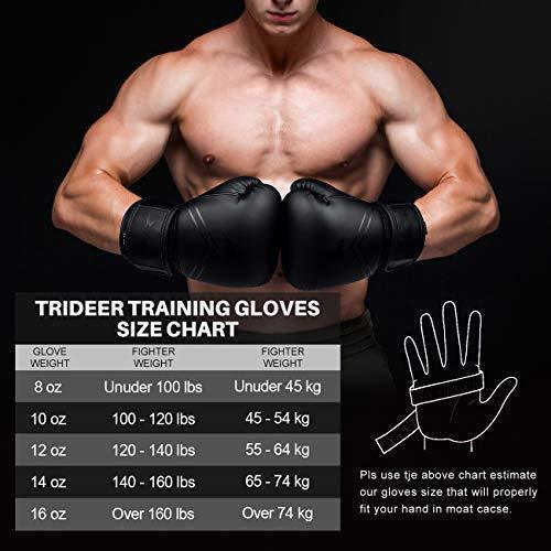 Trideer Pro Grade Boxing Gloves, Kickboxing Bagwork Gel Sparring Training Gloves, Muay Thai Style Punching Bag Mitts, Fight Gloves Men & Women