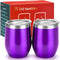 12 oz Double-Insulated Stemless Glass, Stainless Steel Tumbler Cup with Lids for Wine, Coffee, Drinks, Champagne, Cocktails, 2 Sets (Black)
