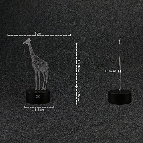 3D Illusion Animal Giraffe Remote Control LED Desk Table Night Light Lamp 7 Color Touch Lamp Kiddie Kids Children Family Holiday Gift Home Office Childrenroom Theme Decoration by HUI YUAN