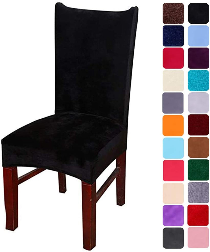 Smirly Velvet Stretch Dining Room Chair Covers Soft Removable Dining Chair Slipcovers Set of 2, Peacock Green