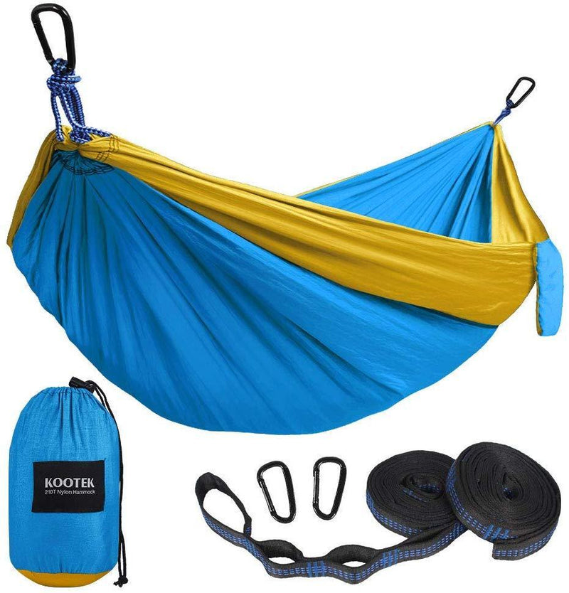 Kootek Camping Hammock Double & Single Portable Hammocks with 2 Tree Straps, Lightweight Nylon Parachute Hammocks for Backpacking, Travel, Beach, Backyard, Patio, Hiking