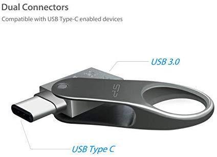 Silicon Power 128GB USB-C Type C USB 3.0/3.1 Gen 1 Dual Flash Drive, Mobile C80