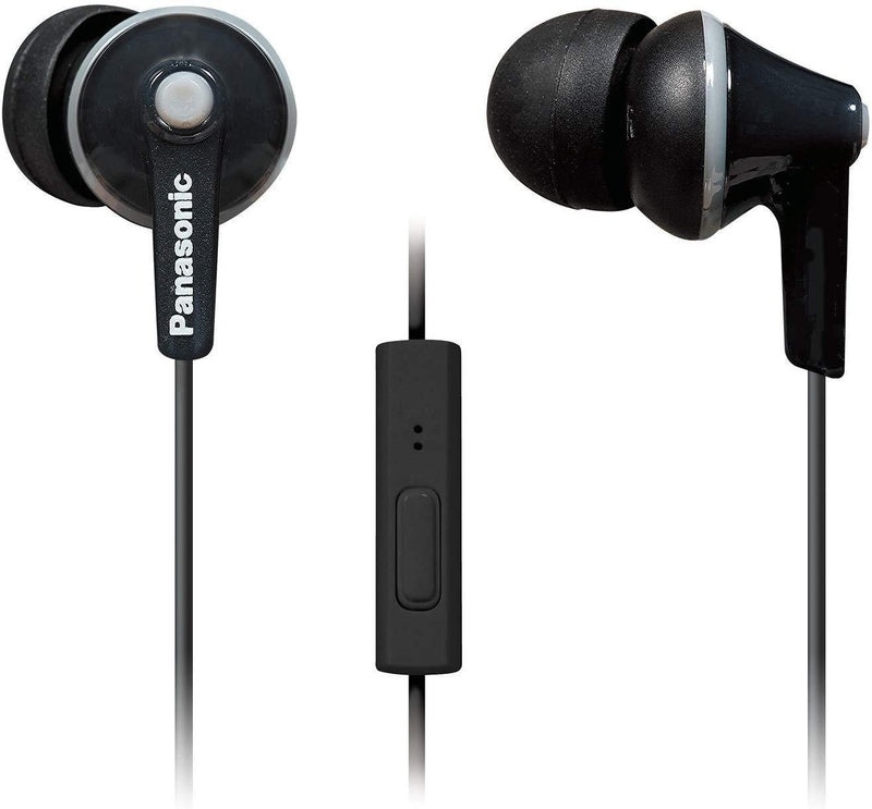 Panasonic ErgoFit In-Ear Earbud Headphones RP-HJE120-K (Black) Dynamic Crystal Clear Sound, Ergonomic Comfort-Fit