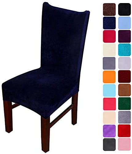 Smirly Velvet Stretch Dining Room Chair Covers Soft Removable Dining Chair Slipcovers Set of 2, Peacock Green