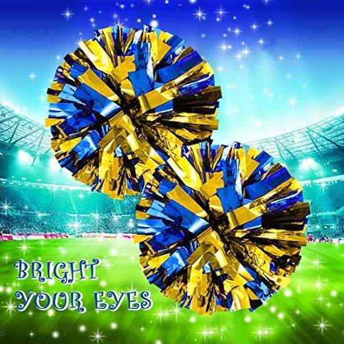 hatisan 4Pcs Large Cheerleader Pom Poms, Pom Poms Cheerleading Metallic Foil & Plastic Ring Pompoms Cheerleader, Cheerleading Poms Accessory Pompoms Cheer for Sports Team Spirit Cheering