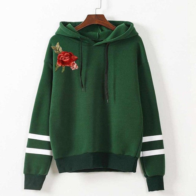 Embroidered Blouse Women's Applique Long Sleeve Hoodie - Humble Ace