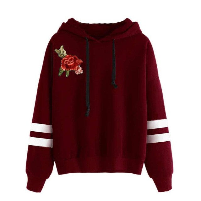 Embroidered Blouse Women's Applique Long Sleeve Hoodie - Humble Ace