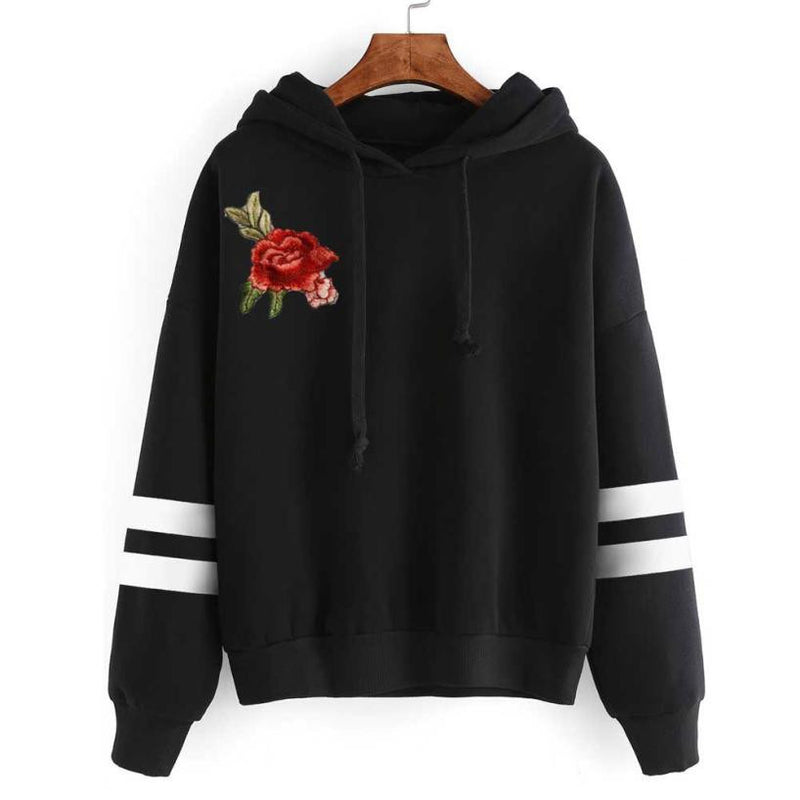 Embroidered Blouse Women's Applique Long Sleeve Hoodie - Humble Ace