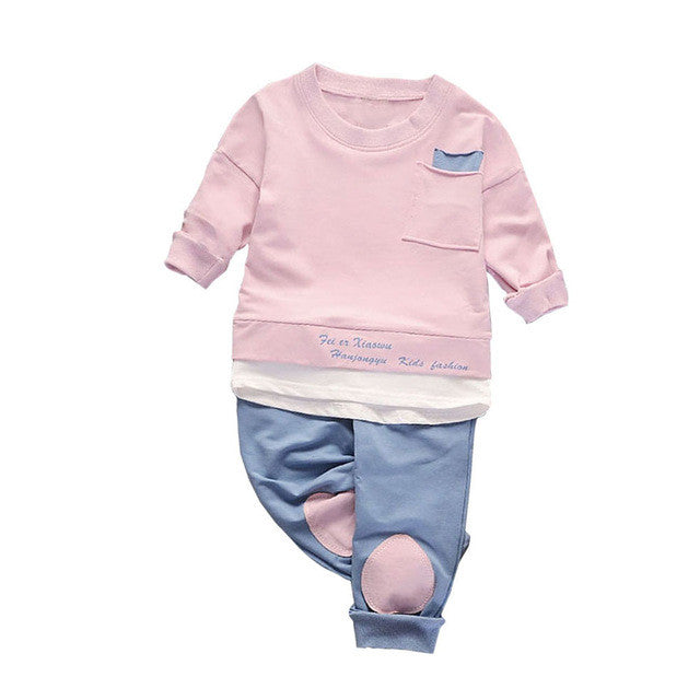2 pcs kids set Tops Shirt Pants Suit Outfits Clothes - Humble Ace