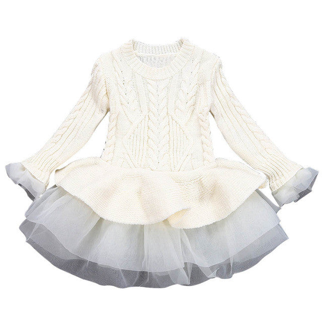Girls dress Knitted Sweater Winter Pullovers Crochet Tutu - Humble Ace