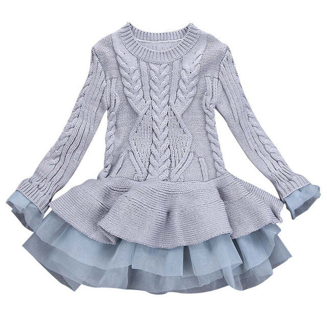 Girls dress Knitted Sweater Winter Pullovers Crochet Tutu - Humble Ace