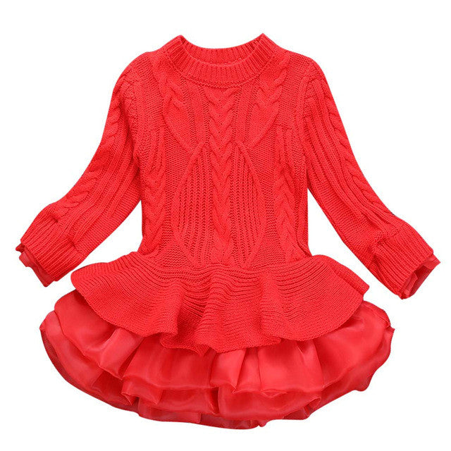 Girls dress Knitted Sweater Winter Pullovers Crochet Tutu - Humble Ace
