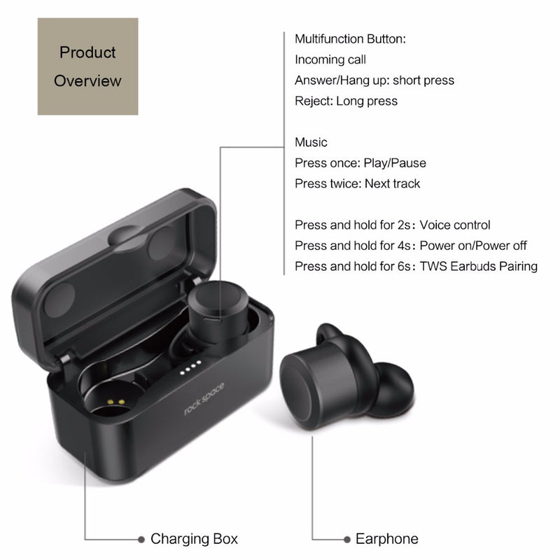ROCKSPACE Bluetooth Earphone True Wireless Earbuds - Humble Ace