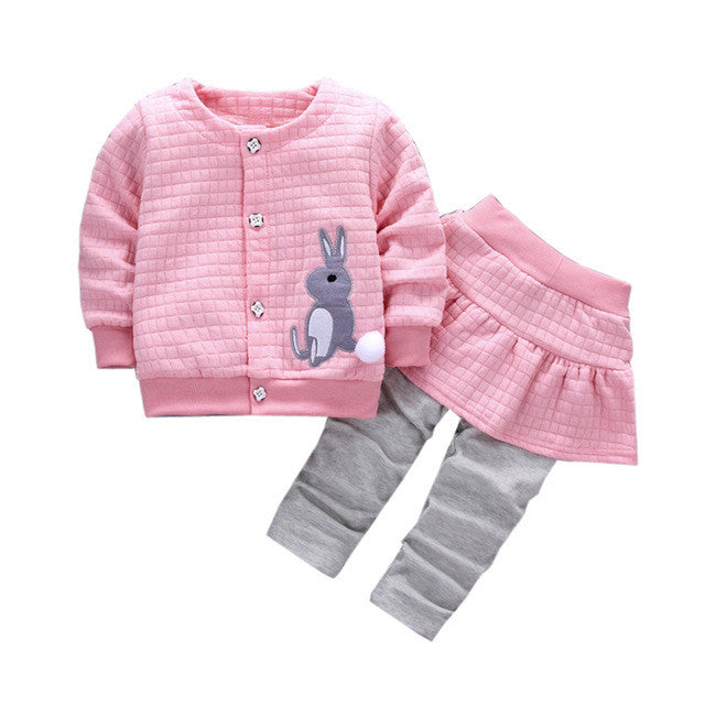Baby girls Rabbit print jacket coats + skirts pants 2pcs Outfit - Humble Ace