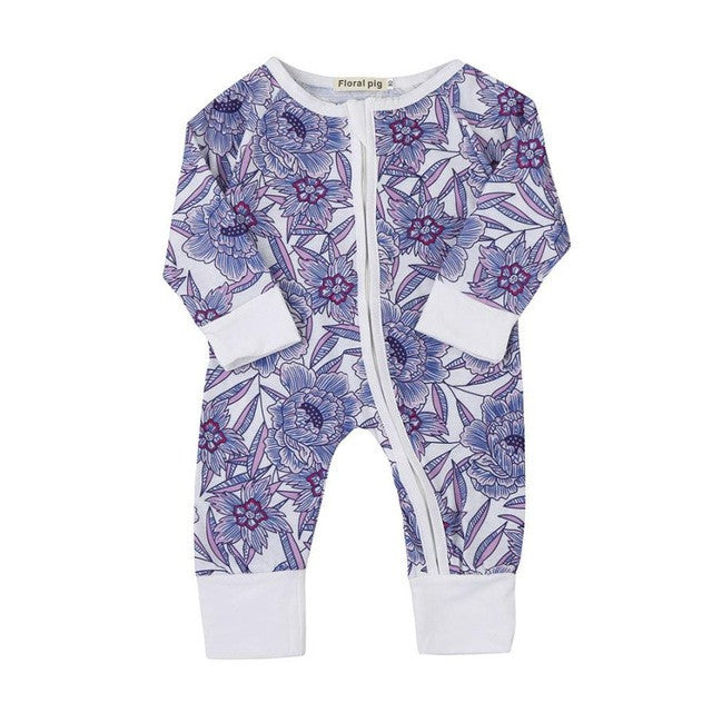 Newborn Girls Flower Print Romper Jumpsuits - Humble Ace