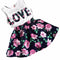 Girls 2pcs T-Shirt Tops Vest + Floral Skirt Love Letter Clothes - Humble Ace