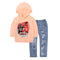 2 Pcs Clothing set Long Sleeve Print Hoodie Tops + Hole Denim Pants - Humble Ace