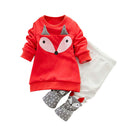 Autumn winter Baby Girls Clothing set Lovely Children's Clothing 2PCS Thick Long Sleeve Fox Tops + Pant Sets boys sweatshirt - Humble Ace