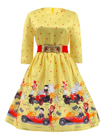 Back Zipper 3/4 Sleeve Women Dress - Humble Ace