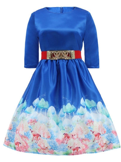 Back Zipper 3/4 Sleeve Women Dress - Humble Ace