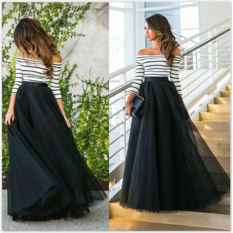 Women Off Shoulder Formal Evening Party A-Line Dress - Humble Ace