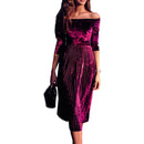 Womens Off Shoulder Velvet  Dress - Humble Ace