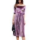 Womens Off Shoulder Velvet  Dress - Humble Ace